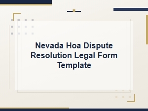 Nevada Covenant Dispute Resolution Legal Form Template